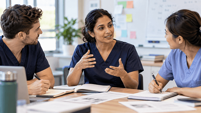 Doctor developing confidence and practical teaching skills in medical education